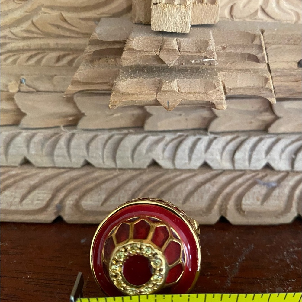 Tracy Porter Red and Gold Mosaic Ring - Picture 9 of 10